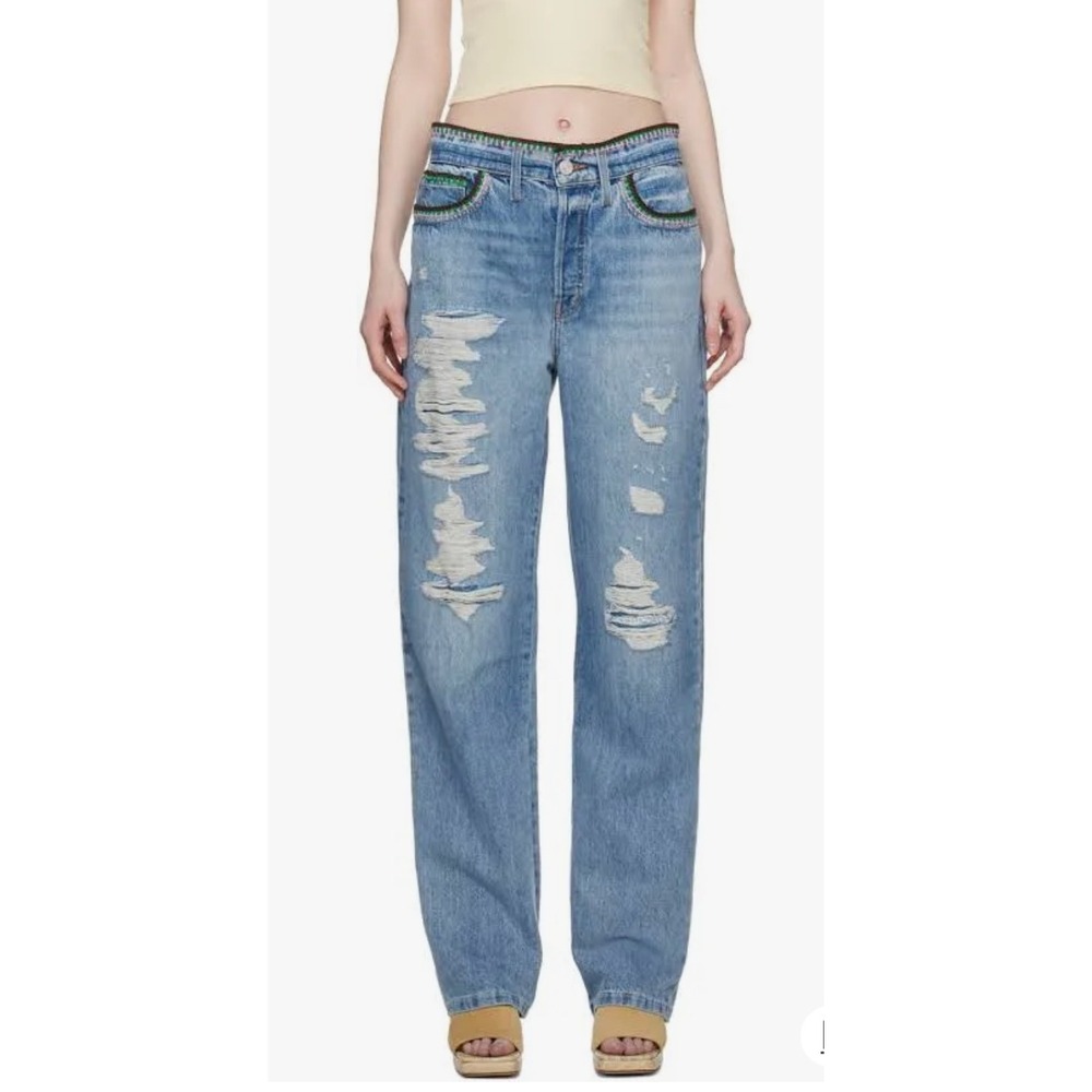 Frame Women Blue Julia sarr baggy low rise straight - Size 29